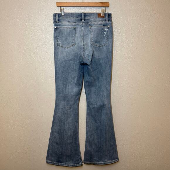 Judy Blue Los Angeles Flare Denim Jeans Distressed High Rise Size 9/29 - Picture 2 of 11